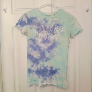Aeropostale Classic Crew Graphic T-Shirt  Women's Size S Tie Dye Blue